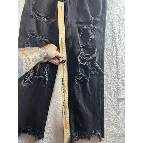 Free People We The Free Jeans Womens 25 Button Fly Straight Leg Distressed Black - Picture 12 of 16